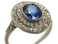 Edwardian Platinum, Sapphire & Diamond Oval Ring