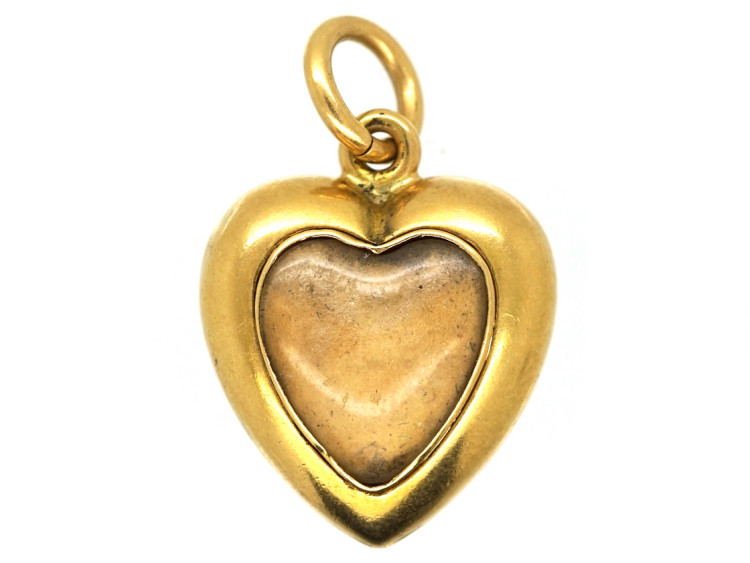 Victorian 18ct Gold & Black Enamel Heart Pendant With M Monogram