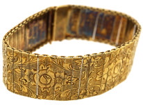 Art Deco 14ct Gold Articulated Engraved Flower Motif Bracelet