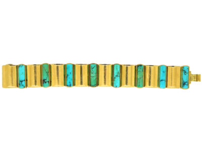 Art Deco 18ct Gold & Turquoise Bracelet