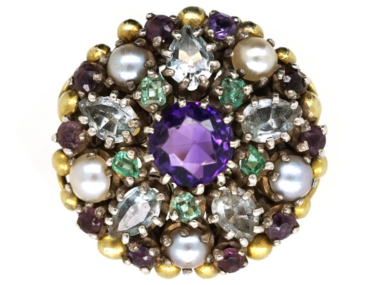 Gold & Silver Multi Gem Ring by Dore Nossiter