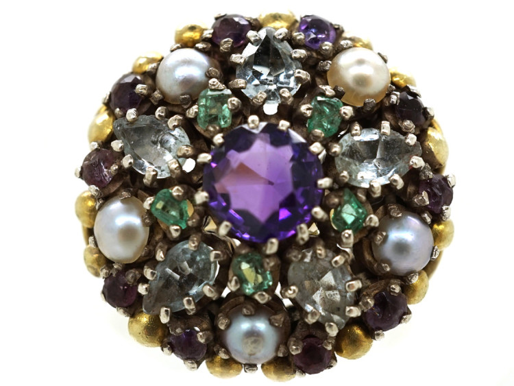 Gold & Silver Multi Gem Ring by Dore Nossiter