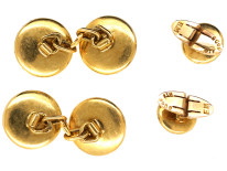 Art Deco 18ct Gold, Platinum, & Cabochon Sapphire Cufflinks & Studs Dress Set
