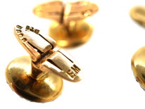 Art Deco 18ct Gold, Platinum, & Cabochon Sapphire Cufflinks & Studs Dress Set