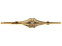 Art Deco 18ct Gold & Platinum, Diamond & Garnet Brooch