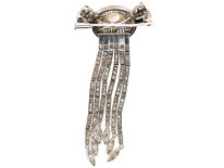 Art Deco 18ct White Gold, Diamond & Pearl Cascade Brooch