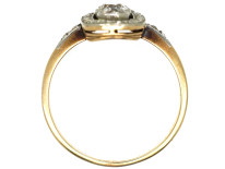 Art Deco 18ct Gold, Platinum & Three Stone Diamond Oval Ring