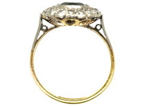 Art Deco 18ct Gold & Platinum, Sapphire & Diamond Oval Cluster Ring