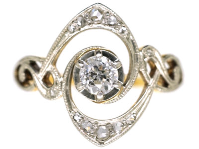 Art Nouveau 18ct Gold, Platinum & Diamond Ring