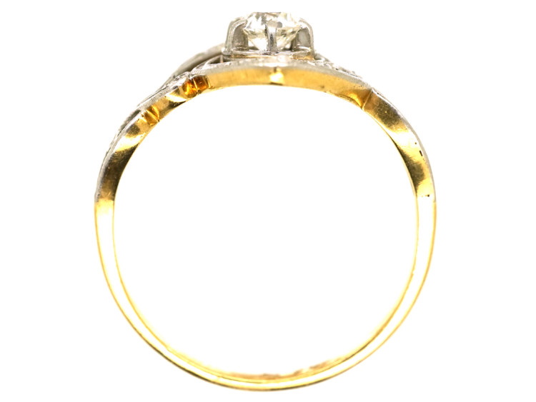 Art Nouveau 18ct Gold, Platinum & Diamond Ring