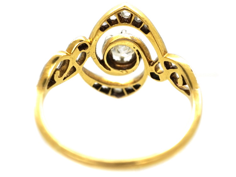 Art Nouveau 18ct Gold, Platinum & Diamond Ring