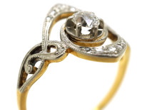 Art Nouveau 18ct Gold, Platinum & Diamond Ring