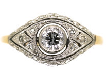 Art Deco 18ct Gold, & Platinum Diamond Ring