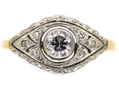 Art Deco 18ct Gold, & Platinum Diamond Ring