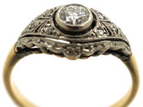 Art Deco 18ct Gold, & Platinum Diamond Ring