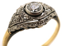 Art Deco 18ct Gold, & Platinum Diamond Ring