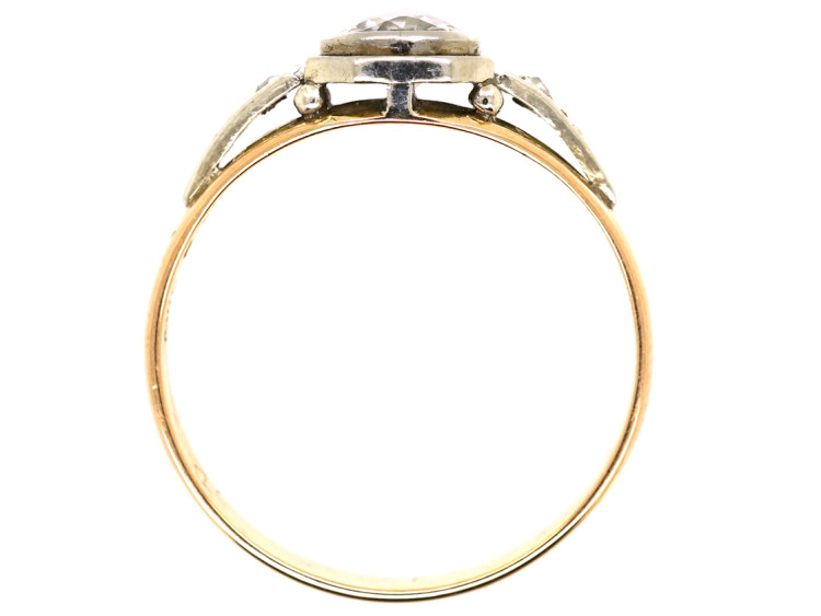 Art Deco Diamond Solitaire Ring With Rose Diamond Shoulders