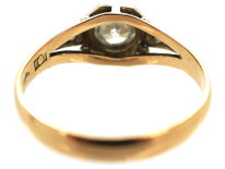 Art Deco Diamond Solitaire Ring With Rose Diamond Shoulders