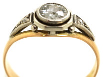 Art Deco Diamond Solitaire Ring With Rose Diamond Shoulders