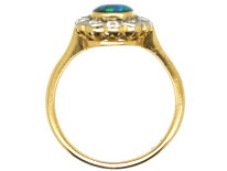 Edwardian 18ct & Platinum, Black Opal & Diamond Oval Ring