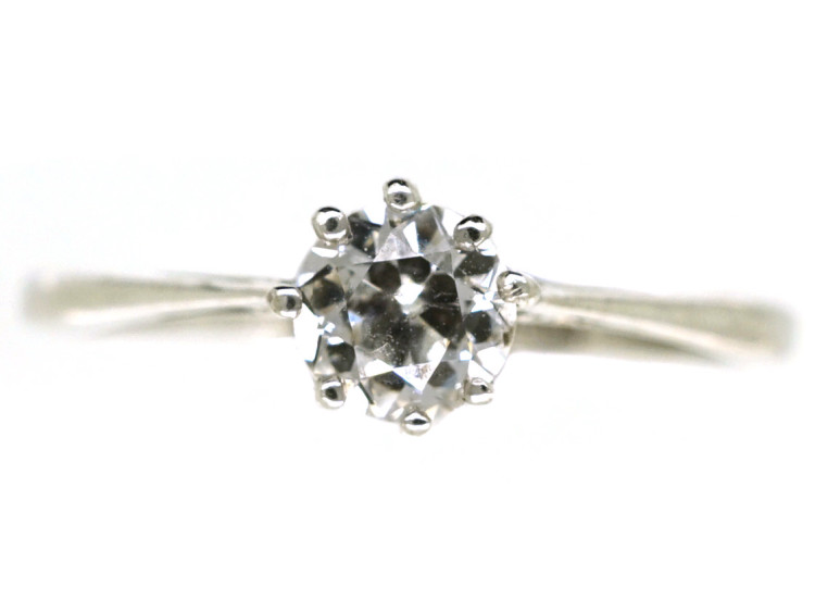 18ct White Gold & Platinum, Half Carat Diamond Solitaire Ring