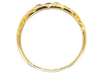 Edwardian 18ct Gold, Diamond & Ruby Twist Ring