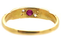 Edwardian 18ct Gold, Diamond & Ruby Twist Ring