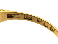 Victorian 18ct Gold, Five Stone Opal & Diamond Carved Half Hoop Ring