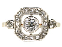 Art Deco 18ct Gold, Platinum, & Diamond Octagonal Ring