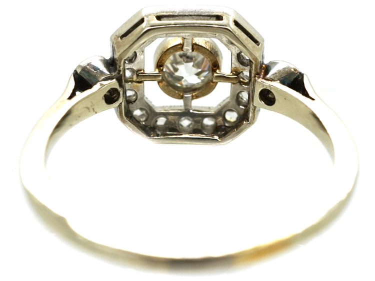 Art Deco 18ct Gold, Platinum, & Diamond Octagonal Ring