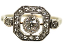 Art Deco 18ct Gold, Platinum, & Diamond Octagonal Ring