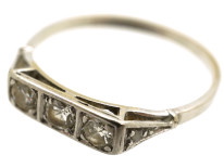 Art Deco 14ct White Gold Three Stone Diamond Ring