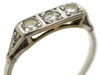 Art Deco 14ct White Gold Three Stone Diamond Ring