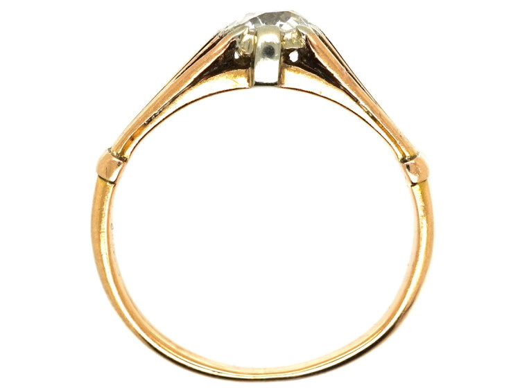 Art Deco 18ct Gold Diamond Solitaire Ring With Pierced Shoulders