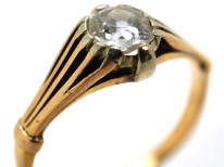 Art Deco 18ct Gold Diamond Solitaire Ring With Pierced Shoulders