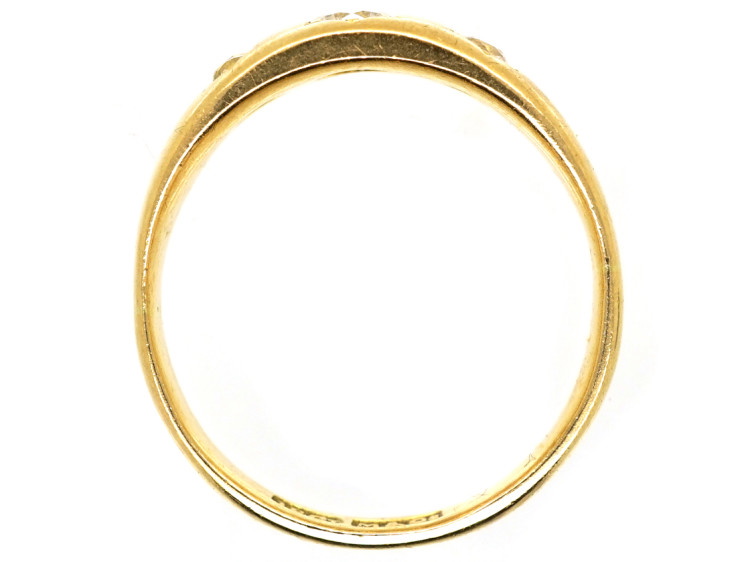 Victorian 18ct Gold & Three Stone Diamond Gypsy Ring