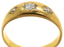 Victorian 18ct Gold & Three Stone Diamond Gypsy Ring