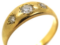 Victorian 18ct Gold & Three Stone Diamond Gypsy Ring
