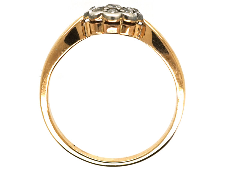 Edwardian 18ct Gold, Platinum &ampDiamond Set Daisy Ring