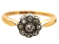 Edwardian 18ct Gold, Platinum &ampDiamond Set Daisy Ring