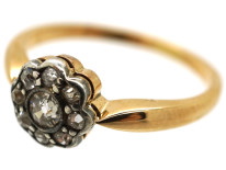 Edwardian 18ct Gold, Platinum &ampDiamond Set Daisy Ring