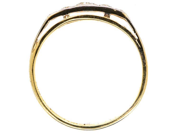 Art Deco 18ct Gold & Platinum Five Stone Diamond Step Cut Ring