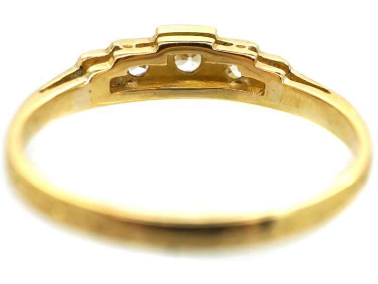 Art Deco 18ct Gold & Platinum Five Stone Diamond Step Cut Ring