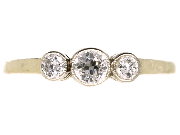 Edwardian 14ct White Gold Three Stone Diamond Ring