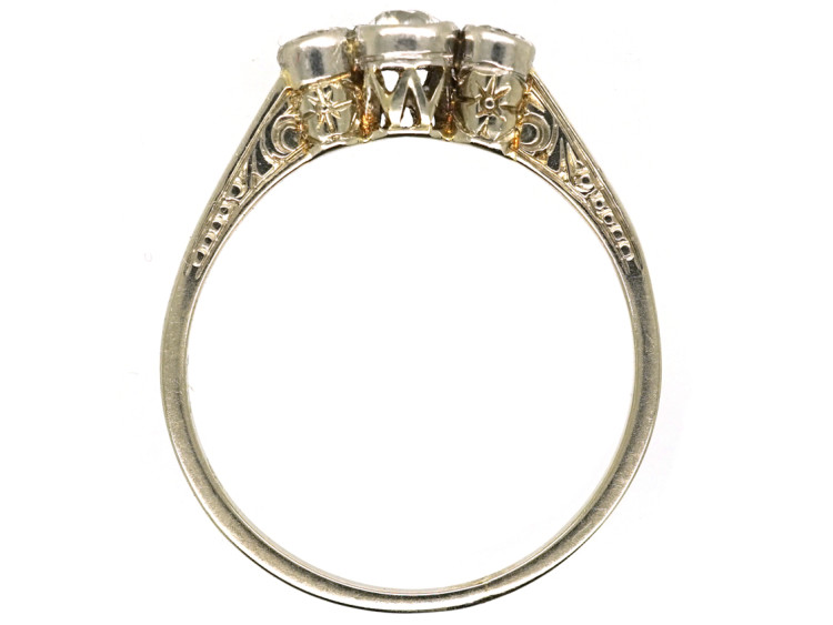 Edwardian 14ct White Gold Three Stone Diamond Ring