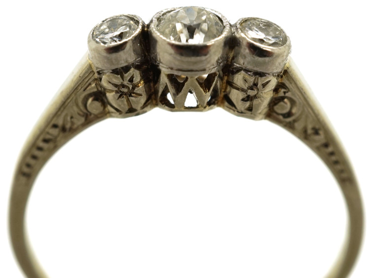 Edwardian 14ct White Gold Three Stone Diamond Ring