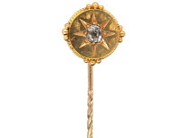 Victorian 15ct Gold Tie Pin Set With a Diamond