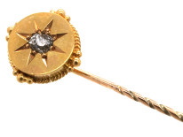 Victorian 15ct Gold Tie Pin Set With a Diamond