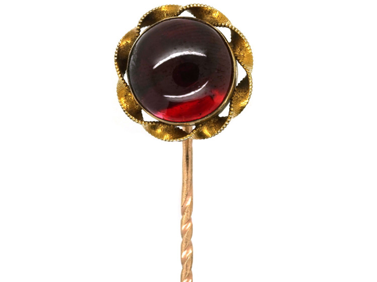 Victorian 15ct Gold & Cabochon Garnet Tie Pin