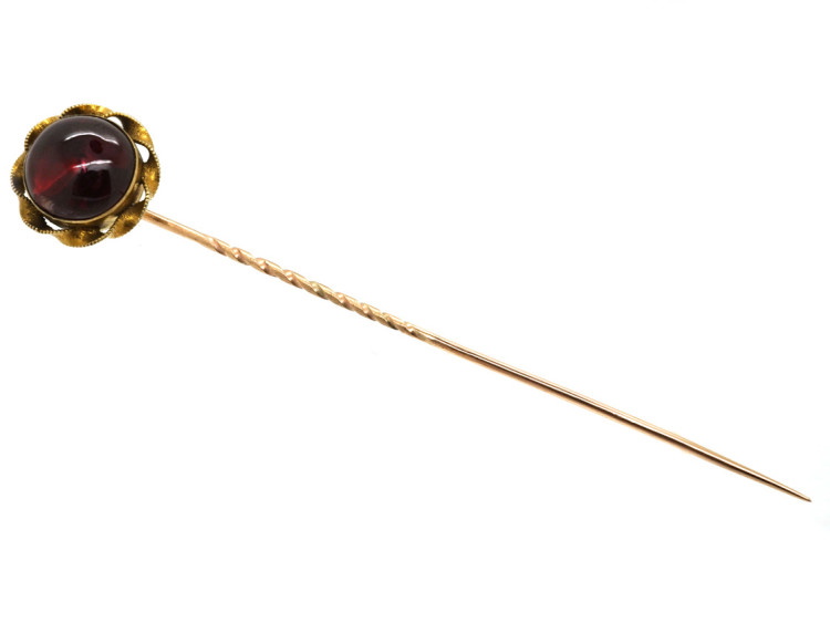 Victorian 15ct Gold & Cabochon Garnet Tie Pin